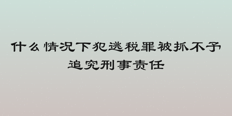 什么情况下犯逃税罪被抓不予追究刑事责任