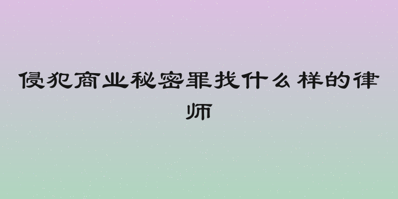 侵犯商业秘密罪找什么样的律师