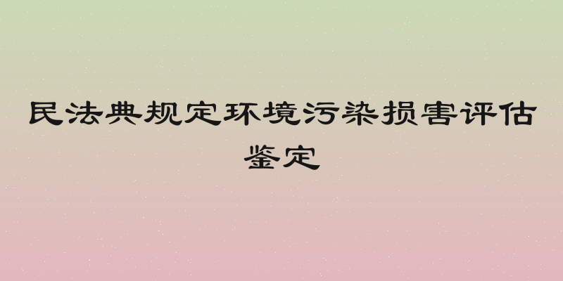 民法典规定环境污染损害评估鉴定