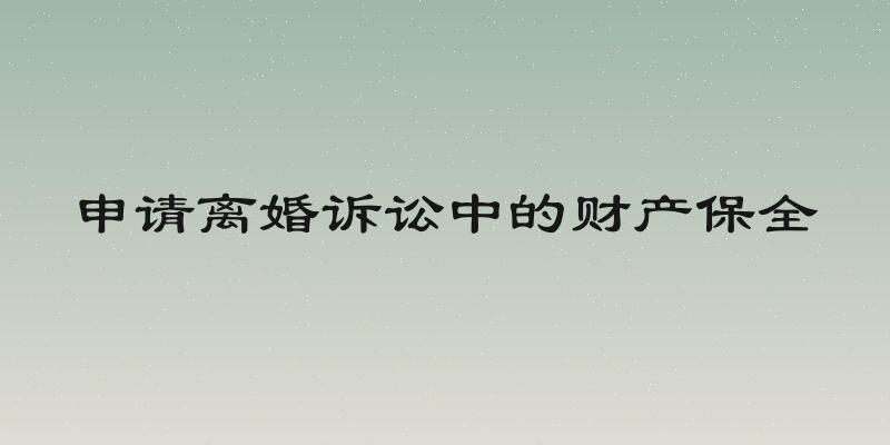 申请离婚诉讼中的财产保全