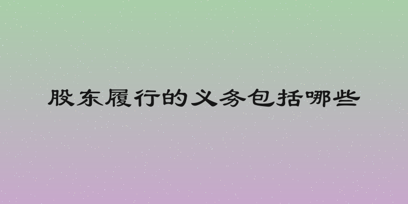 股东履行的义务包括哪些