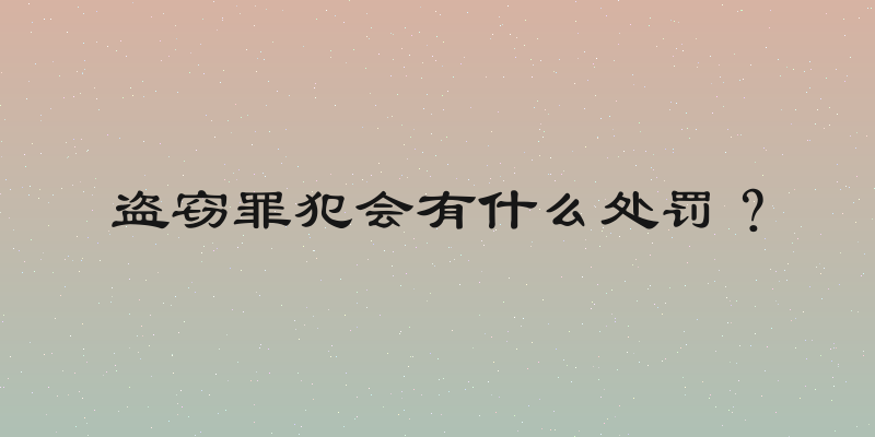 盗窃罪犯会有什么处罚？