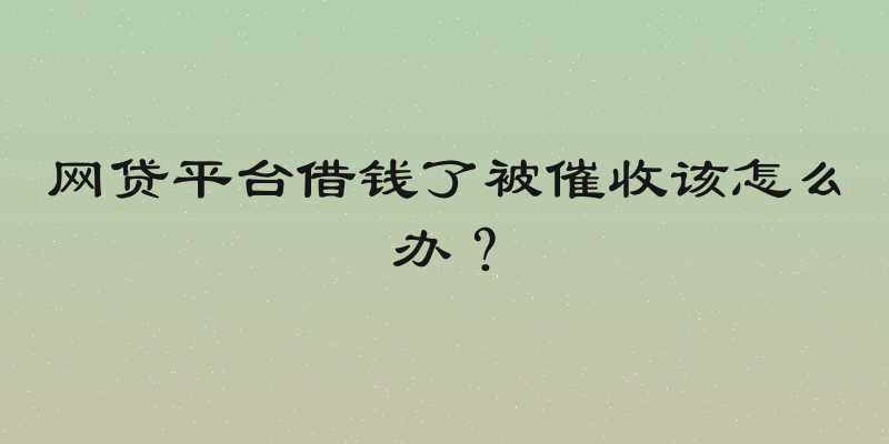 网贷平台借钱了被催收该怎么办？