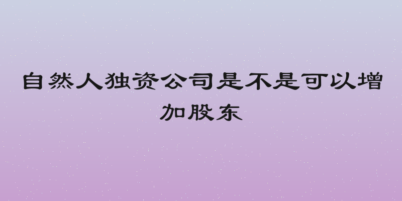 自然人独资公司是不是可以增加股东