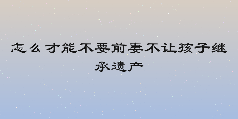 怎么才能不要前妻不让孩子继承遗产