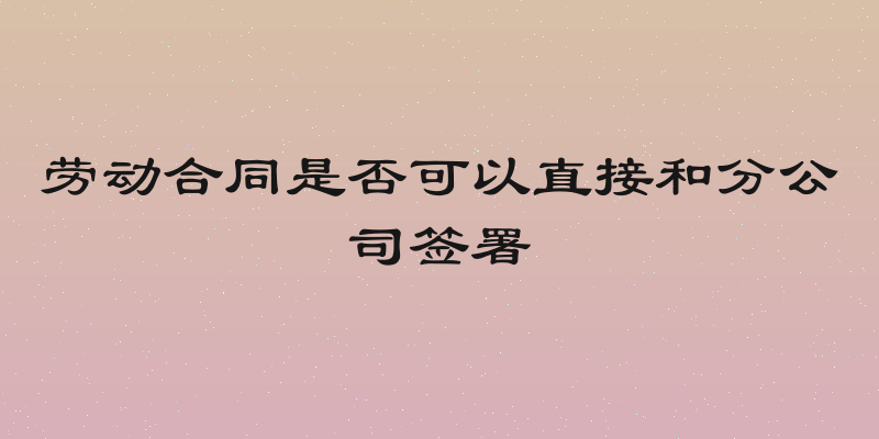 劳动合同是否可以直接和分公司签署
