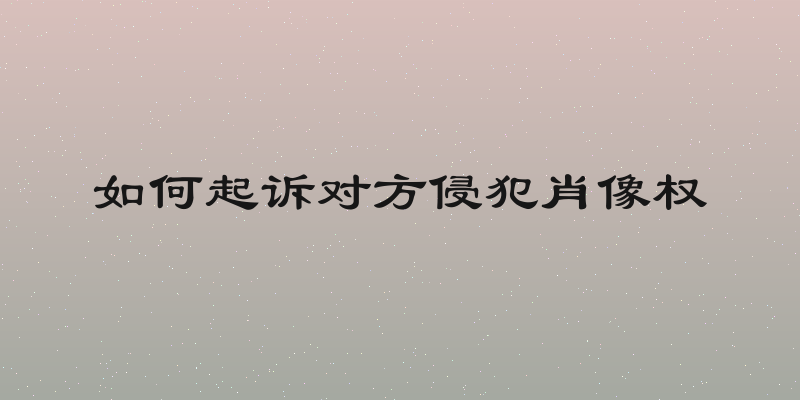 如何起诉对方侵犯肖像权