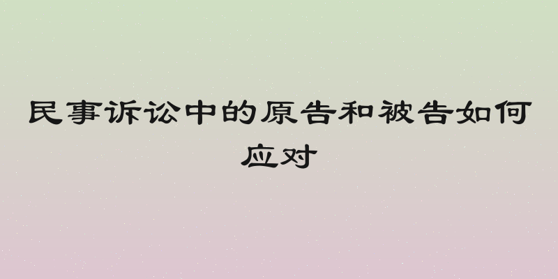 民事诉讼中的原告和被告如何应对