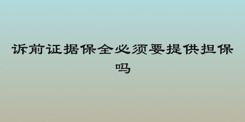 诉前证据保全必须要提供担保吗