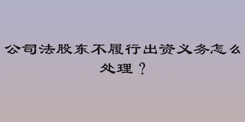 公司法股东不履行出资义务怎么处理？