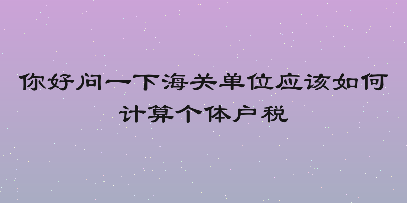 你好问一下海关单位应该如何计算个体户税