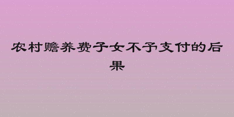 农村赡养费子女不予支付的后果