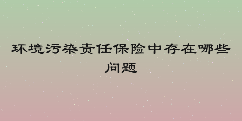 环境污染责任保险中存在哪些问题