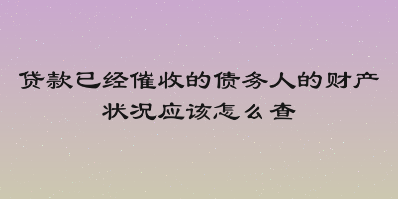 贷款已经催收的债务人的财产状况应该怎么查