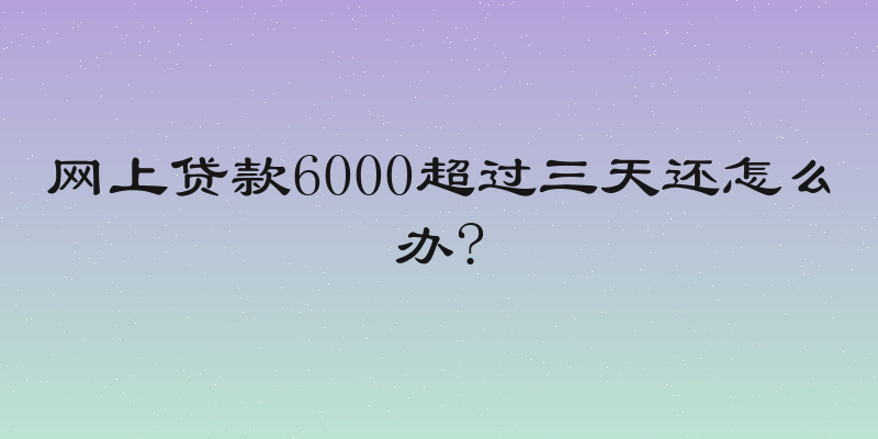 网上贷款6000超过三天还怎么办?