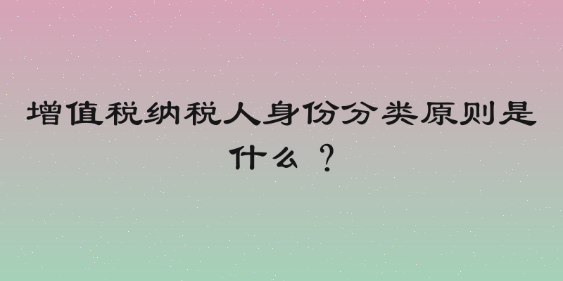增值税纳税人身份分类原则是什么？