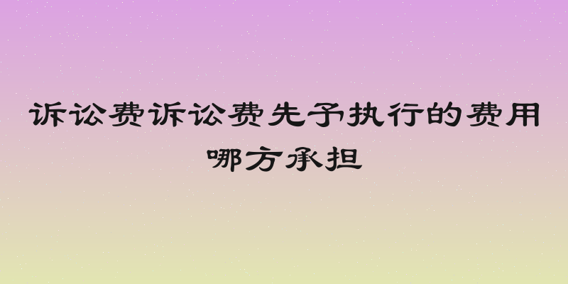 诉讼费诉讼费先予执行的费用哪方承担