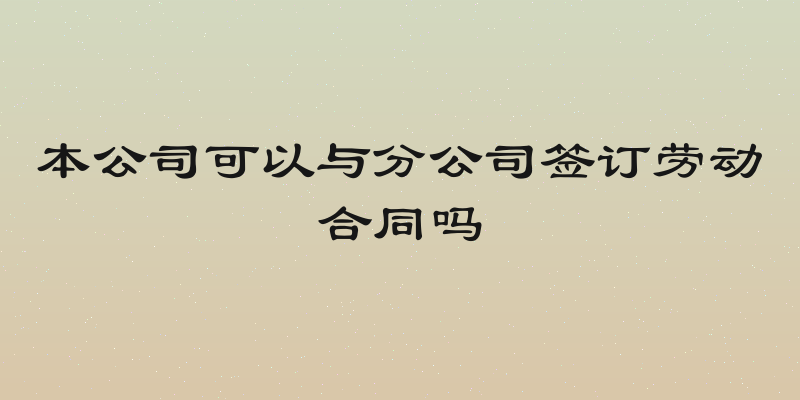 本公司可以与分公司签订劳动合同吗