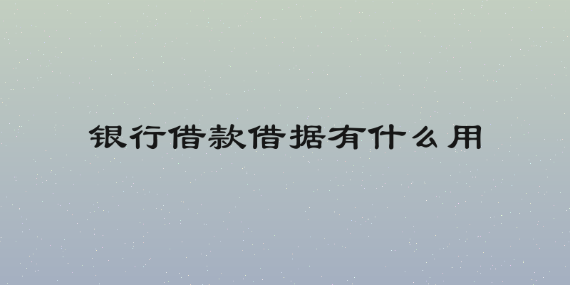 银行借款借据有什么用