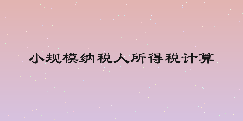 小规模纳税人所得税计算