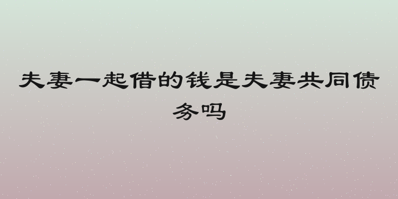 夫妻一起借的钱是夫妻共同债务吗