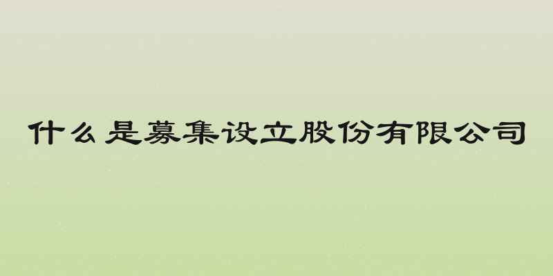 什么是募集设立股份有限公司