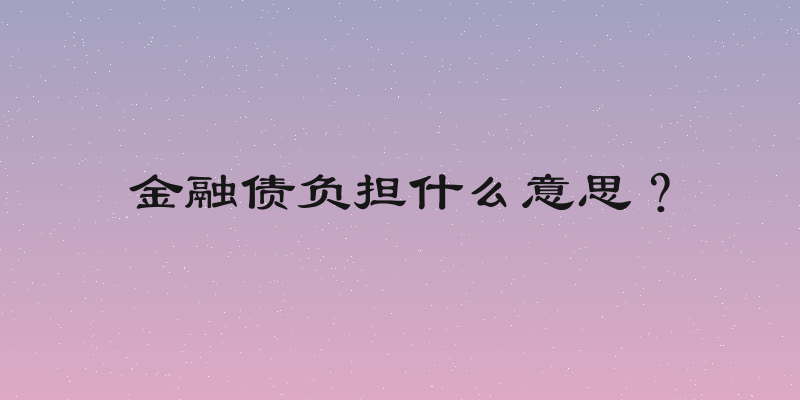 金融债负担什么意思？