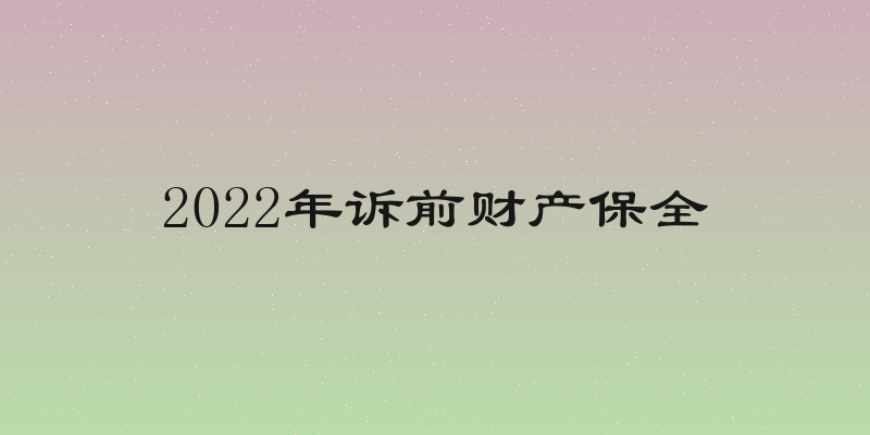 2022年诉前财产保全