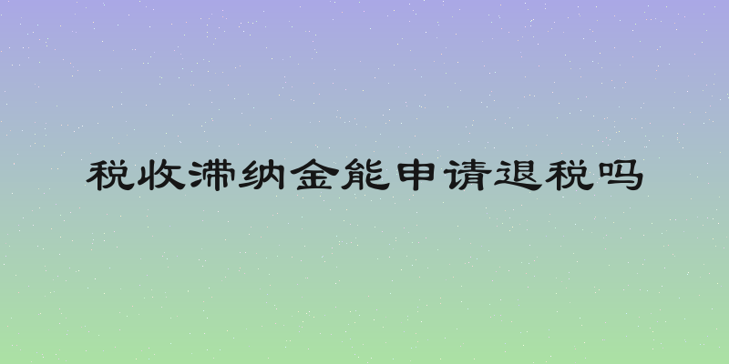 税收滞纳金能申请退税吗