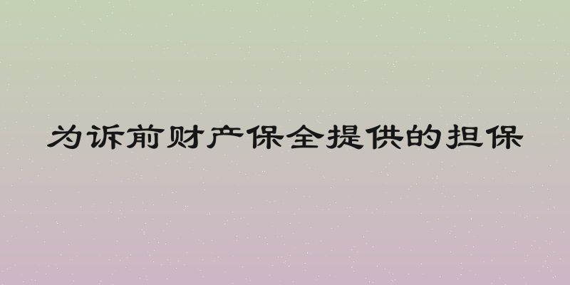 为诉前财产保全提供的担保