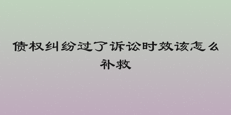 债权纠纷过了诉讼时效该怎么补救