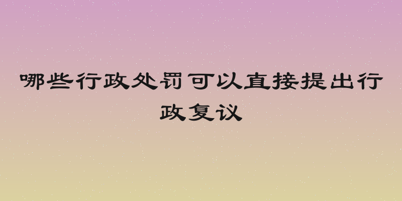 哪些行政处罚可以直接提出行政复议