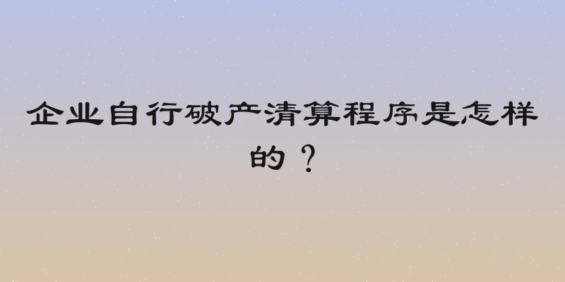 企业自行破产清算程序是怎样的？