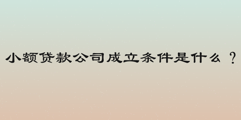 小额贷款公司成立条件是什么？