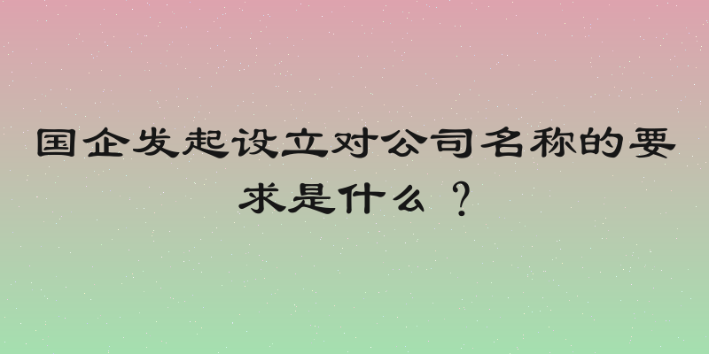 国企发起设立对公司名称的要求是什么？