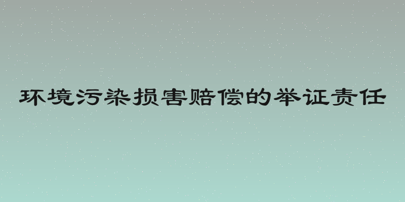 环境污染损害赔偿的举证责任