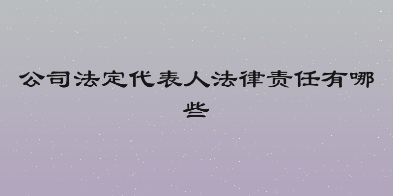 公司法定代表人法律责任有哪些