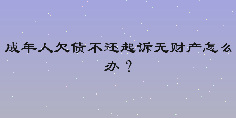 成年人欠债不还起诉无财产怎么办？
