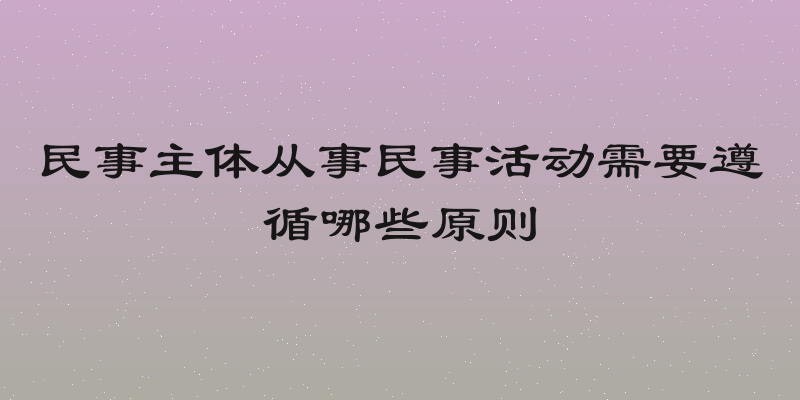 民事主体从事民事活动需要遵循哪些原则