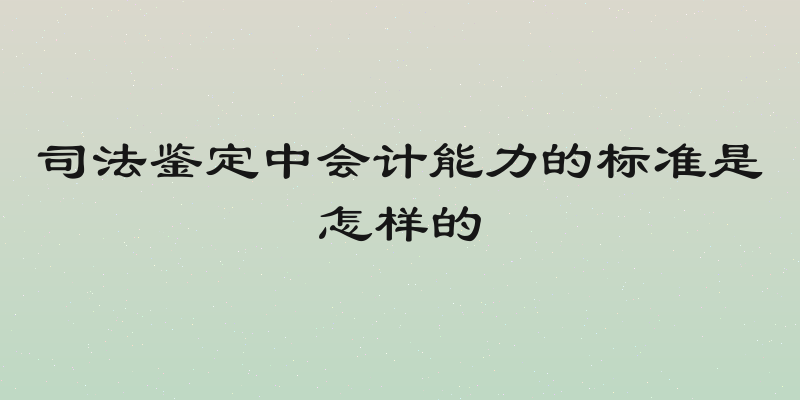 司法鉴定中会计能力的标准是怎样的