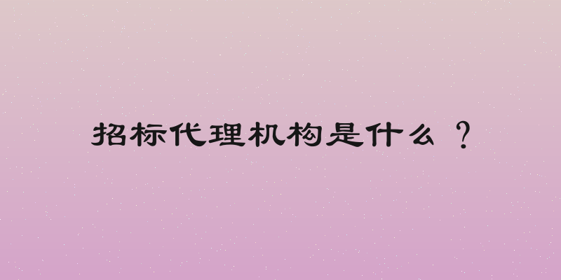 招标代理机构是什么？