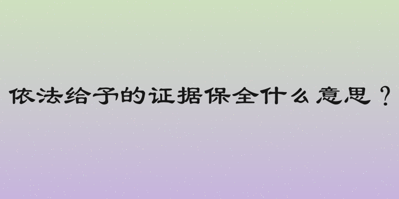 依法给予的证据保全什么意思？