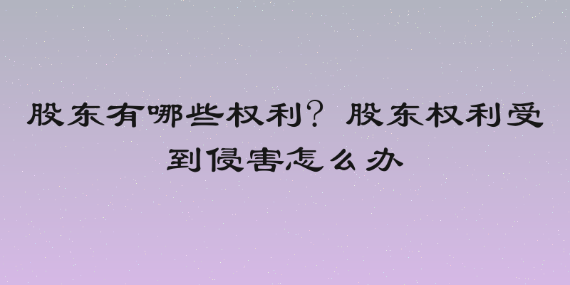 股东有哪些权利? 股东权利受到侵害怎么办