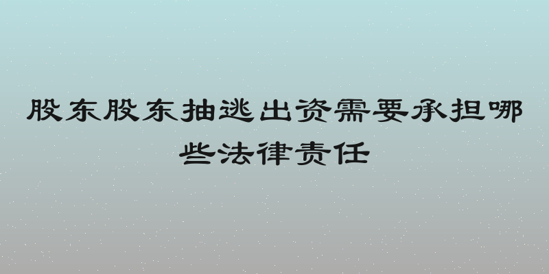 股东股东抽逃出资需要承担哪些法律责任