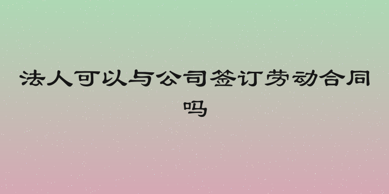法人可以与公司签订劳动合同吗