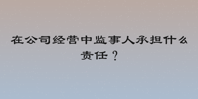 在公司经营中监事人承担什么责任？
