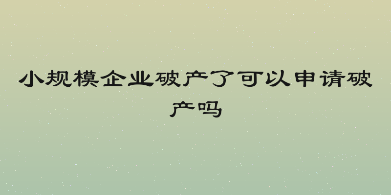 小规模企业破产了可以申请破产吗