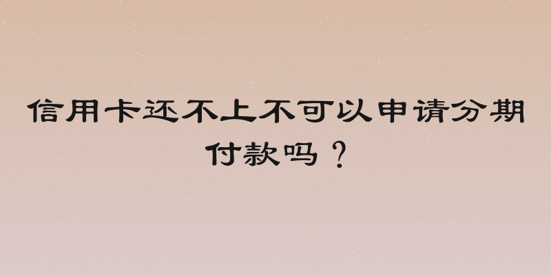 信用卡还不上不可以申请分期付款吗？