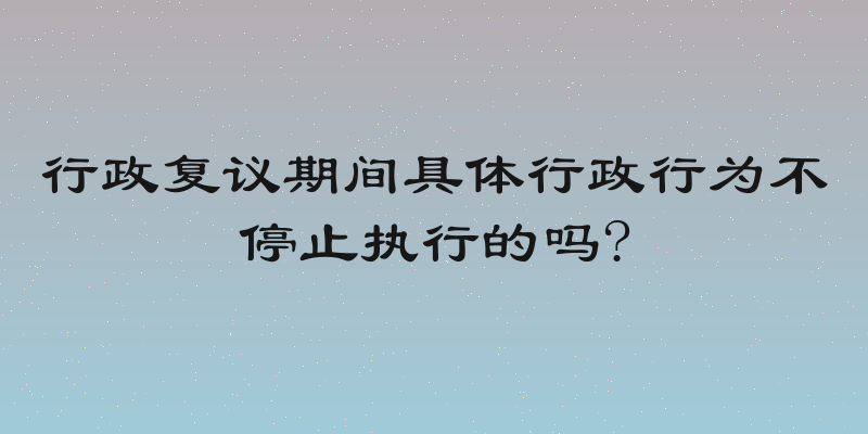 行政复议期间具体行政行为不停止执行的吗?