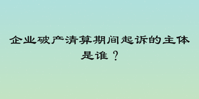 企业破产清算期间起诉的主体是谁？